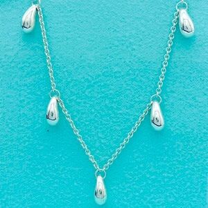 Tiffany & Co Retired SS Five Teardrop Peretti Necklace 16" EUC